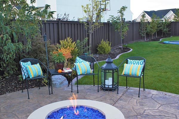 Trex Composite Fence in Landscaped Backyard